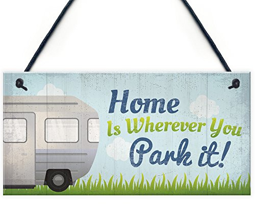 Red Ocean Caravan Home Novelty Camping Camper Plaque Sign Motorhome Gift Hanging Sign