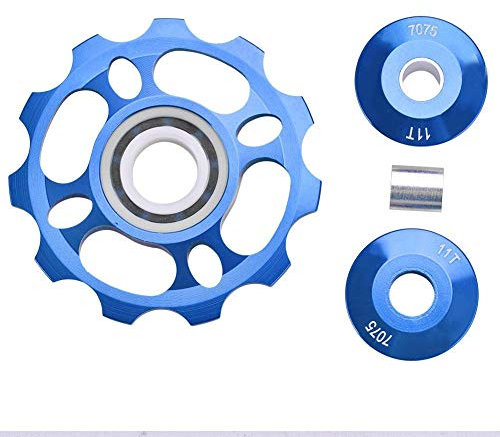 Alomejor Fahrrad Schaltwerk Aluminiumlegierung 11T Pulley Schaltwerk Riemenscheibe Schaltröllchen für Straße Mountainbike Fahrrad(Blau)
