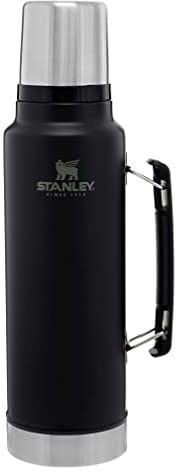 Stanley Classic Vacuum Insulated Wide Mouth Bottle, Matte Black - BPA-Free 18/8 Stainless Steel Thermos for Cold & Hot Beverages – Keeps Liquid Hot or Cold for Up to 24 Hours – Lifetime Warranty