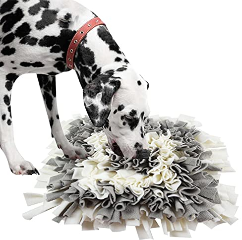 IEUUMLER Schnüffelteppich Hund Riechen Trainieren Schnüffeldecke Futtermatte Trainingsmatte für Haustier Hunde Katzen IE075 (45x45cm, Grey & White)