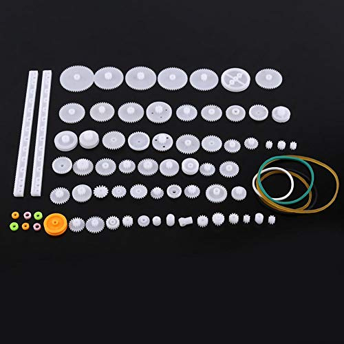 Ingranaggi In Plastica, Kit di ingranaggi a vite senza fine con puleggia in plastica Set di ingranaggi a corona Robot giocattolo motore Parti (75 tipi) Ingranaggi Motore In Plastica