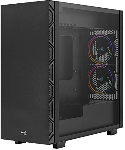 Aerocool FLOSATURN, Boîtier pour PC, 5 Ventilateurs FRGB 120mm, Verre Trempé, Noir