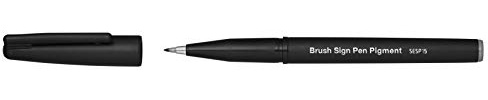 Pentel SESP15-NX Brush Sign Pen Pigment mit pigmentierter Tinte, Faserschreiber, pinselähnliche Spitze, grau, 1 Stück