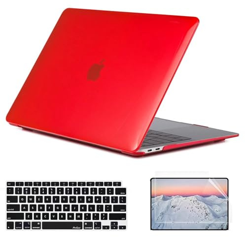 SsHhUu Funda Dura para MacBook Pro 15 Pulgadas 2019 2018 2017 2016 A1990/A1707, Delgada Carcasa de Plástico Duro con Protector de Pantalla & Cubierta de Teclado para MacBook Pro 15 Touch Bar, Rojo