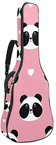 Housse de guitare acoustique de 106 cm avec sac à dos rembourré résistant aux chocs pour guitare basse, folk, classique, panda rose avec cœurs