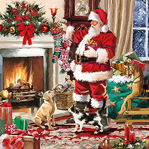 20 Servietten Santa verteilt flei?ig Geschenke | Weihnachtsmann | Winter | Weihnachten | Tischdeko 33x33cm