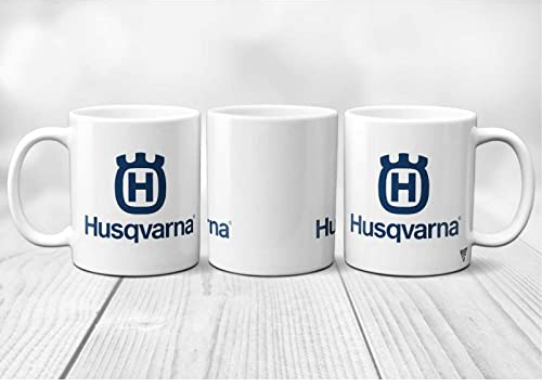 Tasse aus Keramik, mit Husqvarna Logo, bedruckt in Frankreich