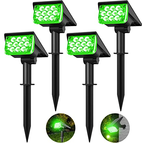 T-SUNUS Lampe Solaire Exterieur Vert, 20 LEDs Spot Solaire Exterieur Vert de Sécurité Jardin Auto On/Off IP65 étanche pour Arbre Patio Chemin Jardin Lot de 4