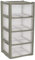 4 Drawer Large Plastic Storage Drawer Tower Perfect for Schools, Offices and Children's Toys Storage Solution (Grey)