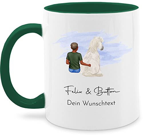 Tasse Tassen 325ml - Pferd Pferde - Pferdejunge - 325 ml - Petrolgrün - personalisierte geschenke für reiterin mensch und reiter name pferdeliebhaber personalisierbar bilder