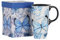 Topadorn Ceramic Mug with Lid and Gift Box Latte Mug Coffee Cup,17oz.Blue Butterfly