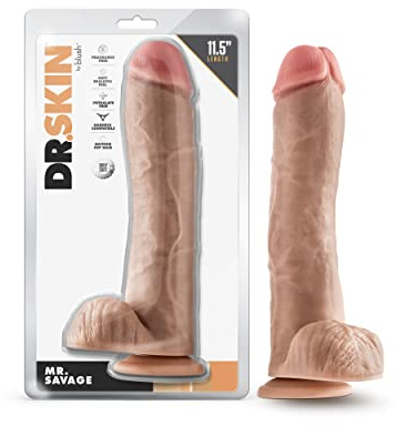 Blush Novelties Dr. Skin Realistischer 11,5 Zoll langer 2,5 Zoll dicker Dildo mit Saugnapfbasis und Kugeln, realistischer Dildo, weich, echtes Gefühl, weibliches Sexspielzeug, Pferdedildogröße