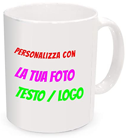 Tazza in ceramica Personalizzata con foto e testo da 11 Oz qualità PREMIUM Idea Regalo (Bianco)