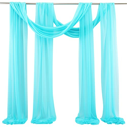 EXQULEG 2 Stück Querbehang Freihanddeko, Himmelbett Vorhänge Freihanddeko Gardinen Voile Hochzeitsbogen Tüll im Freien Hochzeit Bogen dekorieren Fotografie Hintergrundtuch (#M,75x300cm)