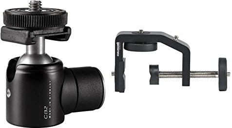Cullmann CROSS CB2.7 Aluminium Kugelkopf inkl. Wechselteller und Blitzschuh (85g, 1kg Tragekraft, 5,3cm Höhe) & - 41160 - CROSS CC60 Multiklemme - Klemmweite 60mm - Gewicht 250g - Aluminium