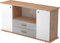 bümö Sideboard Ahorn mit Flügeltüren & Regal - Büromöbel Sideboard mit Schubladen Holz 166cm breit, 45cm schmal, Büro Schrank für Flur oder als Wohnzimmer-Kommode mit Streifengriff