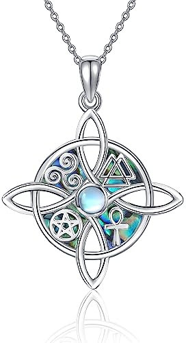 HUKKUN Collier avec pendentif en forme de nœud de sorcière en argent sterling, bijoux avec nœud de sorcière celtique, cadeaux pour femmes