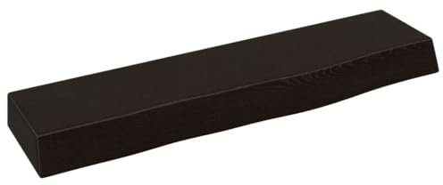 vidaXL Wandregal, Holzregal Regal Handgefertigt mit Baumkante, Wandboard Regalbrett Deko, Bücherregal Hängeregal, Dunkelbraun 40x10x4cm Massivholz Eiche Behandelt