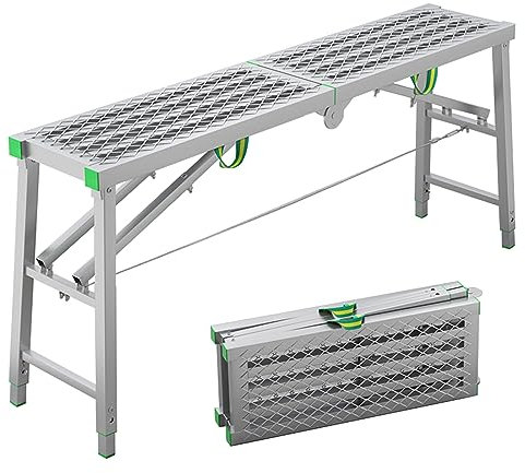 DOZPAL Tragbare klappbare Gerüst-Arbeitsplattform, Haushaltstechnik-Leiterhocker mit Kletterpedalen und 5-Gang-Höhenverstellung für Deckenreinigungs- und Malerarbeiten,C-200×30cm