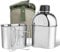Afranti Bouteille d'eau militaire portable en acier inoxydable de 1,2 l avec tasse et manches de 0,6 l pour le camping, la randonnée, l'escalade et la plupart des activités de plein air