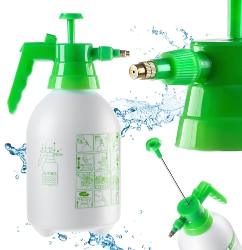KADAX Pulverizador manual de 2 litros de plástico, pulverizador a presión con boquilla de latón, pulverizador a presión para riego y control de plagas