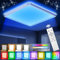 Plafonnier LED Réglable avec Télécommande, Lampe Plafond 24W 3000K ~ 6500K 2800LM, Luminaire Plafonnier RGB 7 Couleurs, Plafonnier Carrée Moderne pour Petite Pièce, Cuisine, Salon, Balcon