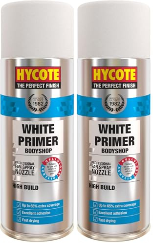 Hycote Bodyshop High Build Aerosol Auto-Sprühfarbe, Weiß, 400 ml (Packung mit 2)