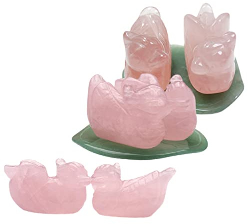 Cabilock Kristall Mandarinenten Ornamente 2Er Set Mit Lotusblatt Tischdekoration Feng Shui Skulptur Hochzeitsgeschenk Für Zuhause Und Büro 1.57In Kristall Statue