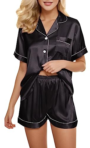 HHOP Negligees seiden Pyjama Set Damen Boxershorts mit Gesicht Warmer Schlafanzug Damen Damen Dessous Set mit Strumpfhalter Nachtwäsche Seide Pyjama Set Für Schwangere Retro Boxershorts String Set