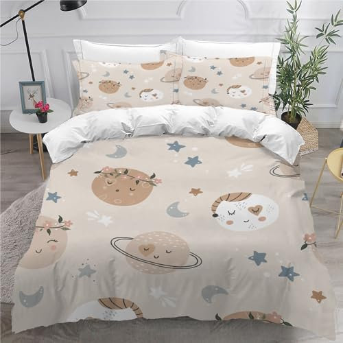 ViriVi Bettwäsche 220x240 3 teilig Karikatur Bettwäsche 3D Bettbezug Set Tier Mikrofaser Bettwäsche-Set-1 x Bettbezug 220x240cm mit verdecktem Reißverschluss + 2 x Kissenbezug 80x80cm