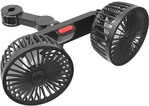Ventiladores de coche | Ventiladores de coche para asiento trasero para niños | Ventilador USB de doble cabeza, ventilador de asiento de coche de bajo ruido, ventilador portátil giratorio de 360