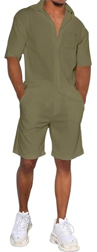 amropi Tuta Uomo Sportiva 2 Pezzi Maniche Corte Camicia Bottone e Pantaloncini Estiva Completo