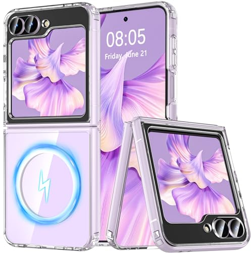 OWKEY für Samsung Galaxy Z Flip 7 FE/Z Flip 6 Hülle, Magnetisch Handyhülle kompatibel mit Magsafe, Kratzfeste Slim Dünne Schutzhülle Case Bumper für Samsung Z Flip 7 FE/Z Flip 6 (Klar)