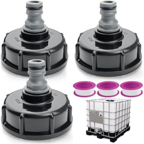 SDwfxd 3 Stück IBC Adapter, 1/2 Schnuller Ventiladapter mit Innengewinde, IBC Container zubehör mit 3 Stück Teflonband, für Gartenschläuchen, IBC-Wassertanks