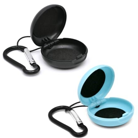 LICQIC 2 Pcs Earplug Case, Ear Plug Carrying Cases Portable Loop, with Travel Keychain for Travel, Outdoor Activities, Keychain, Earbud Storage (Black+Blue)
