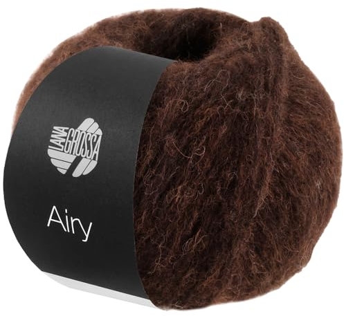 LANA GROSSA Airy | Flauschige Netzgarnstruktur aus 40% Baumwolle gefüllt mit 18% Merino- und 42% Baby Alpaka Fasern | Handstrickgarn | 50g Wolle zum Stricken & Häkeln | 170m GarnFB 9