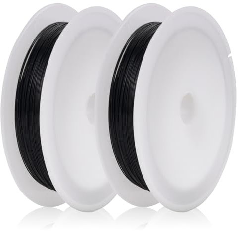 MEGAVOW 2 Rotoli 0.4mm x 10m Filo per Gioielli Fai da Te, Filo di Ferro Modellabile, Filo per Fioristi Perline Collane, Fili Metallici per Creazione di Gioielli, Decorazione Confezioni Regalo, Nero