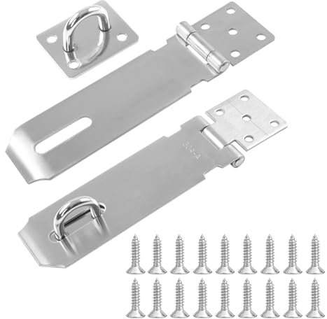 Lucchetto per Porta in Legno, 2 Pezzi Lucchetto Hasp in Acciaio Inox Chiavistello Porta con Viti, Chiavistello Porta Metallo per Porta, Armadietto, Cassetto, Armadio e Scatola (Argento)
