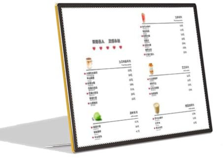 XILYZMO LED Menütafel Display, Tischplatte Stehend Werbung Leuchtkasten, Theke Faltbares Display Menütafel, Bilder Wechseln Werbe-Papierhalter Für Bar Restaurant Laden(Silver,A-30.5x22.5cm)