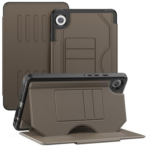 Case for Samsung Galaxy Tab A9 8.7 Inch 2023, PU Leather Hard Shell Smart Protective Cover Flip Case for Tab A9 SM-X110/X115/X117, Multi-angle Magnetic Stand, Auto Sleep/Wake, Card Slot, Brown