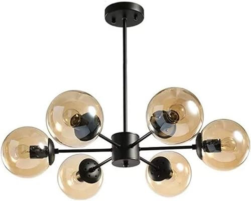 lamp Chandelier, Modern Chandelier - Adjustable E27 LED Ball Glass Hanging Lamp Compatible with Living Room, Bedroom Dining Room Lighting Fixtures. Indoor Lighting Lustre Chandeliers (Color: Blue)