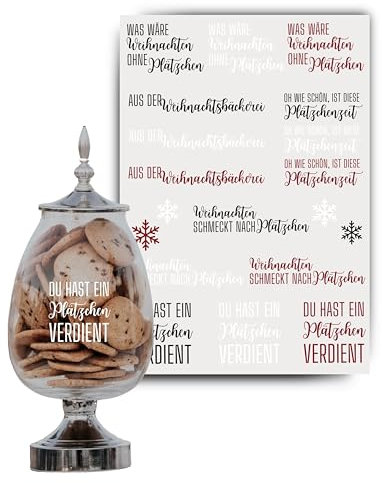 JuPaRo Weihnachtssticker Plätzchen, Weihnachtsbäckerei, Aufkleber für Christbaumkugeln, Sticker für Weihnachtsaccessoires, Geschenke, Gläser, Rub on, Aufkleber Weihnachten, Wichteldeko