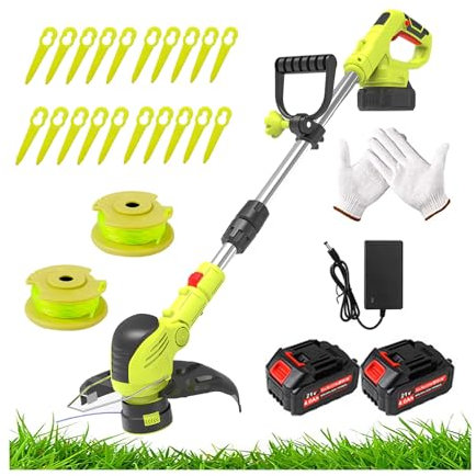 Coupe- sans Fil Coupe Bordure sans Fil avec Batterie Débroussailleuse à Batterie électrique sans Fil Tête Réglable et Poignée Télescopique pour Pelouse Jardin Terrain Agricole