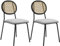 HOMCOM Pack de 2 Sillas de Comedor Sillas de Cocina con Respaldo de Ratán Sintético y Marco de Acero para Salón 44x54x87 cm Gris y Negro