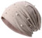 Beanie Damen Mütze mit Perlen und Strass Nieten Glitzer Wintermütze Baumwolle Kappen Perle Chemo Hut Dehnbar Slouch Longbeanie Herbstrhut Warme Head Wrap Stoffmütze für Frauen Mädchen Outdoor