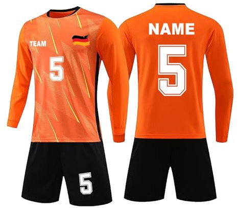 Personalised Football Trikot Erwachsener Kinder Fußball Trikot Set mit Namen Nummer Team und Logo Football Jersey Fußballtrikots T-Shirt und Shorts Fussball Set für Kinder Herren Anzug
