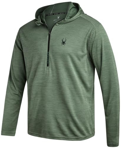 Spyder Herren-Sweatshirt – Leichter athletischer Pullover mit halbem Reißverschluss für Herren – LSF 30+, trockene Passform, langärmelige Sonnenshirts für Herren, Fichtengrün, Large