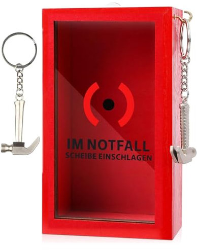 Lustige Notfallbox mit Hammer - Personalisierte Geschenkbox Geld Feuerwehr Geschenk mit Dekorative Holzkiste für Geld/Süßigkeiten/Duplo, Kreative DIY-Geschenkidee für Geburtstag/Hochzeit/Jubiläum