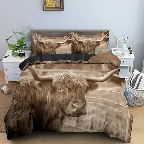 Rptidmv Bettwäsche 220x240 Yak Weiche Wendemotiv Bettbezüge Bettwäsche-Sets (Erwachsene Kinder), Atmungsaktive Bettbezug mit Reißverschluss und 2 Kissenbezüge 80x80 cm