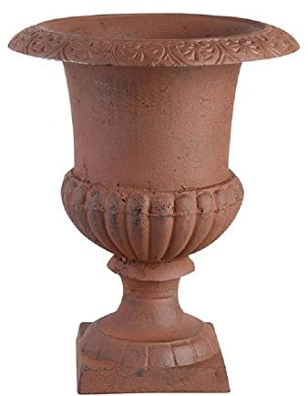 Vaso per piante in ghisa, 22 cm, stile antico, decorazione rustica, anfora, altezza 21 cm, vaso da giardino, per esterni, marrone, metallo